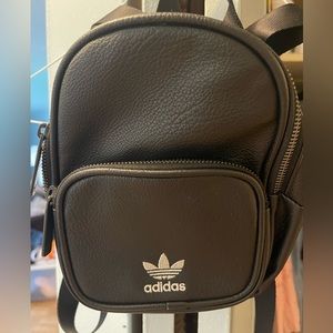 Adidas Mini Leather Adjustable Backpack; About 8” H, 7” W, 3 D